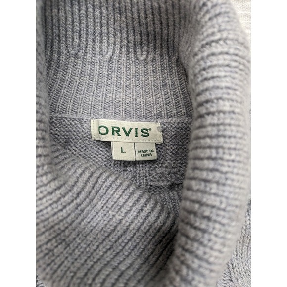 Orvis Merino Cable Sweater Dress Women's Large Gray Wool Classic Quiet‎ Luxury - Picture 9 of 11